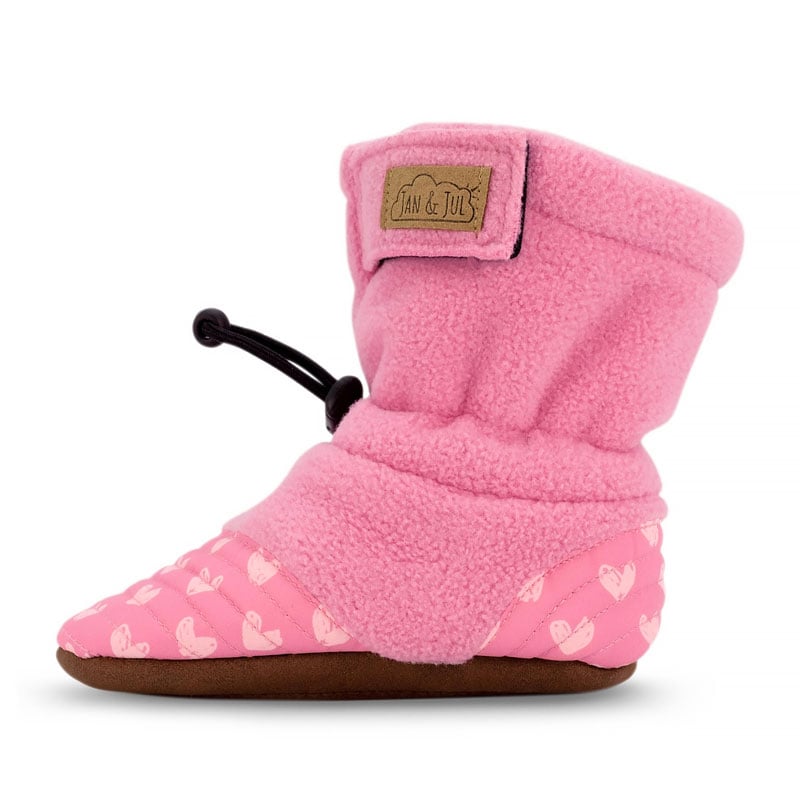 Baby Stay-Put Cozy Booties | Pink Hearts