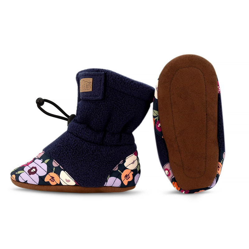 Baby Stay-Put Cozy Booties | Winter Flowers