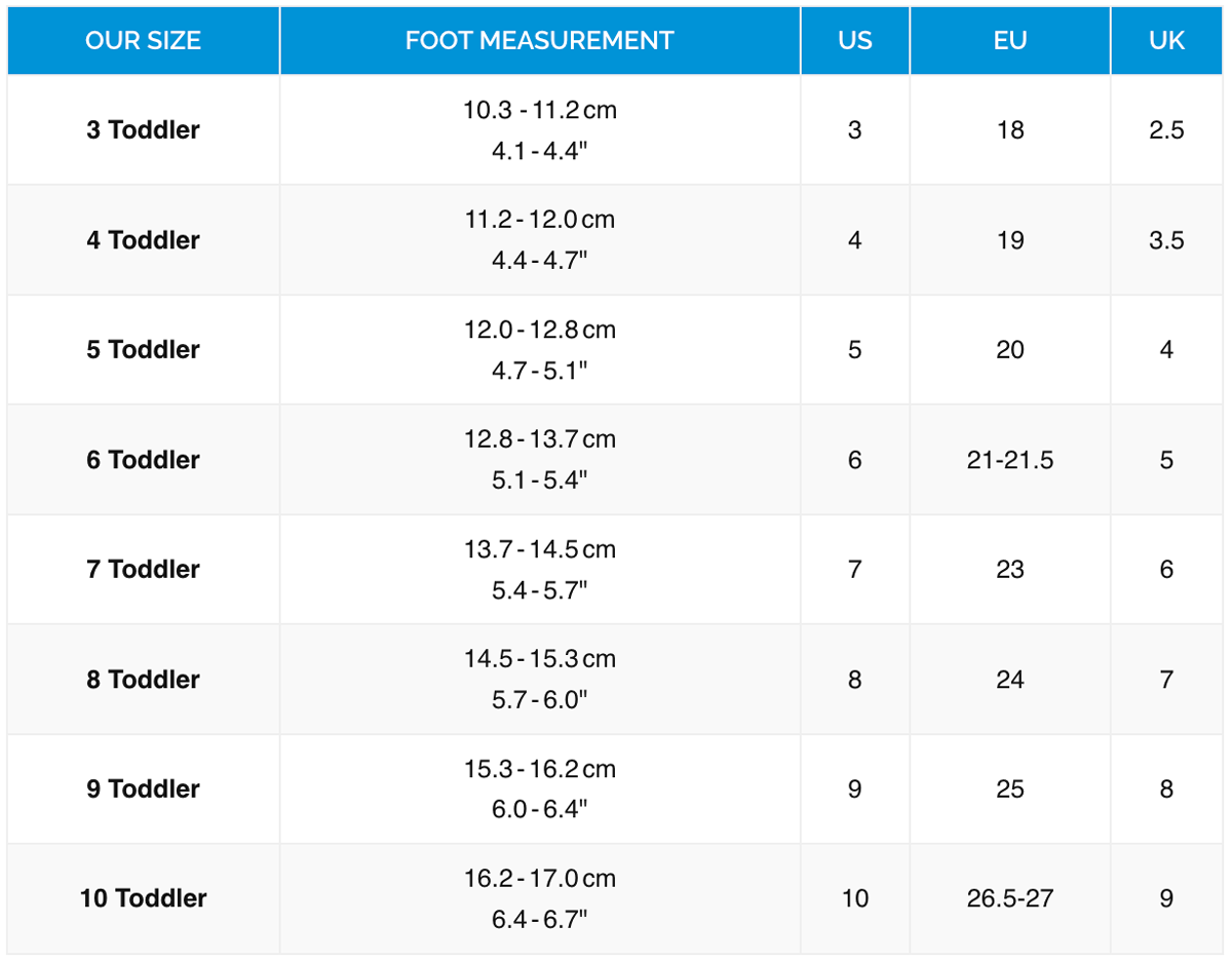 Eu shoe size shop to us toddler