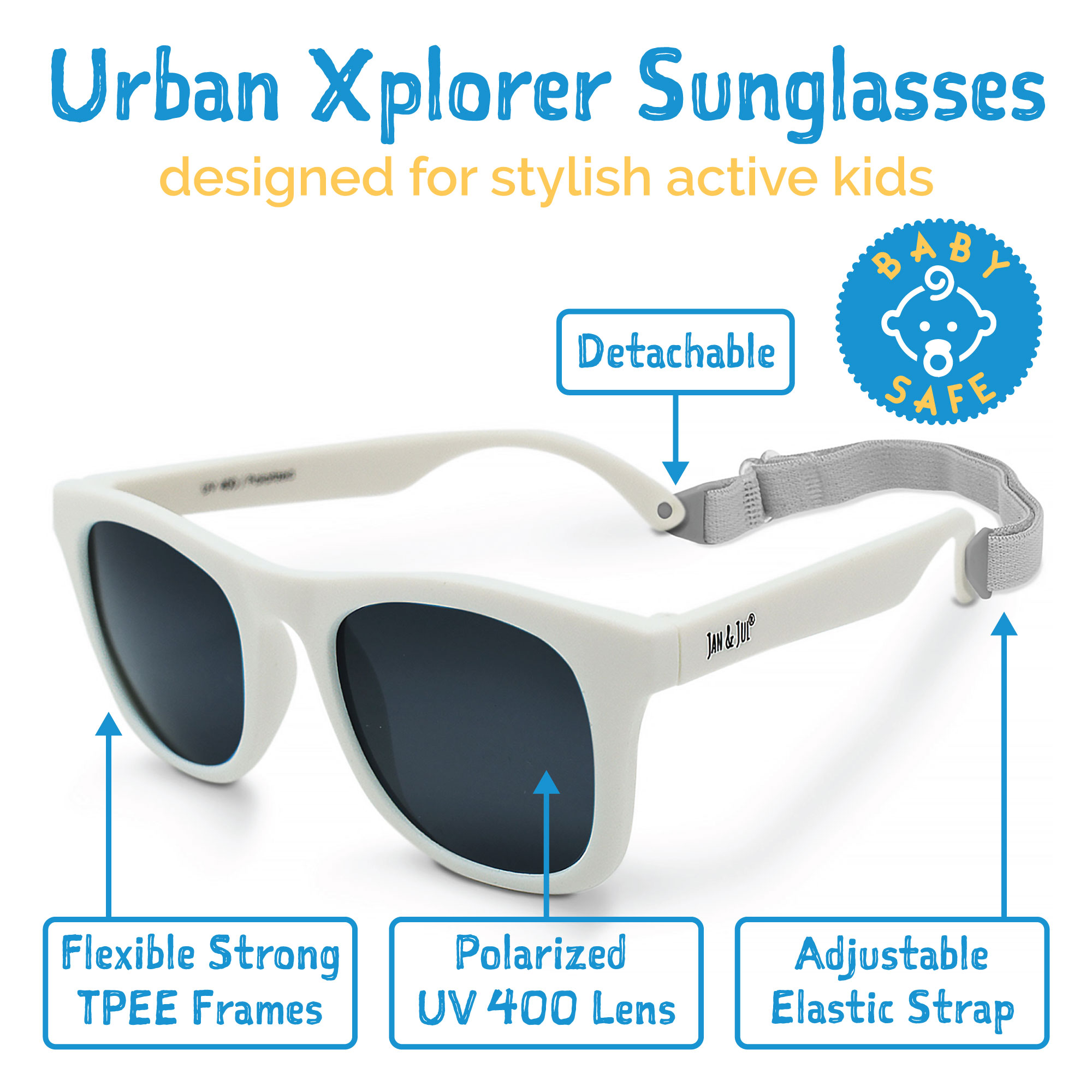 Jan & Jul Kids Urban Xplorer Sunglasses - White Aurora