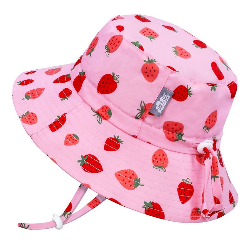 Kids Water Repellent Bucket Hats | Pink Strawberry