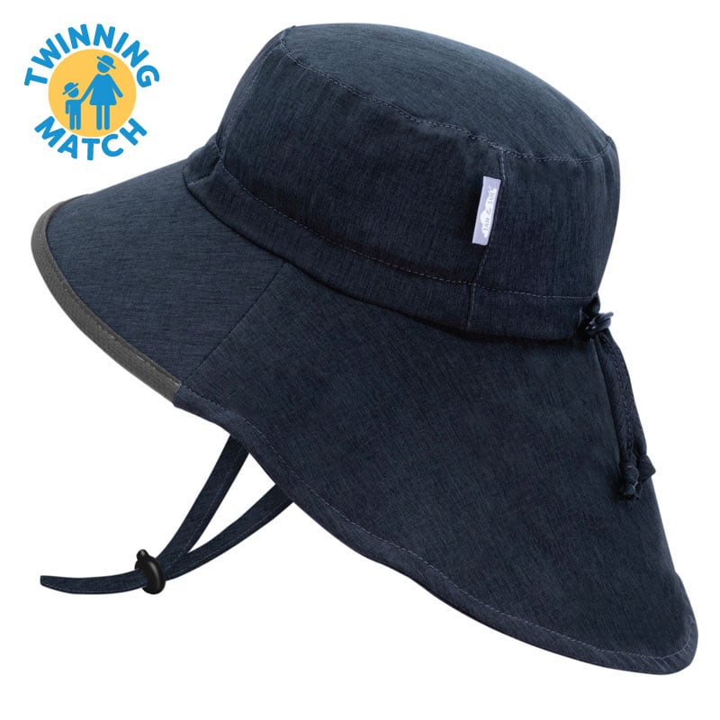 Kids Water Repellent Adventure Hats | Black with Light Black Trim