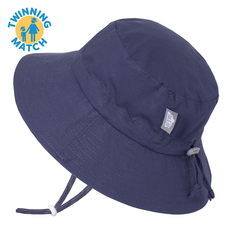 Baby Bucket Hat Blue Macrocannage Cotton Gabardine