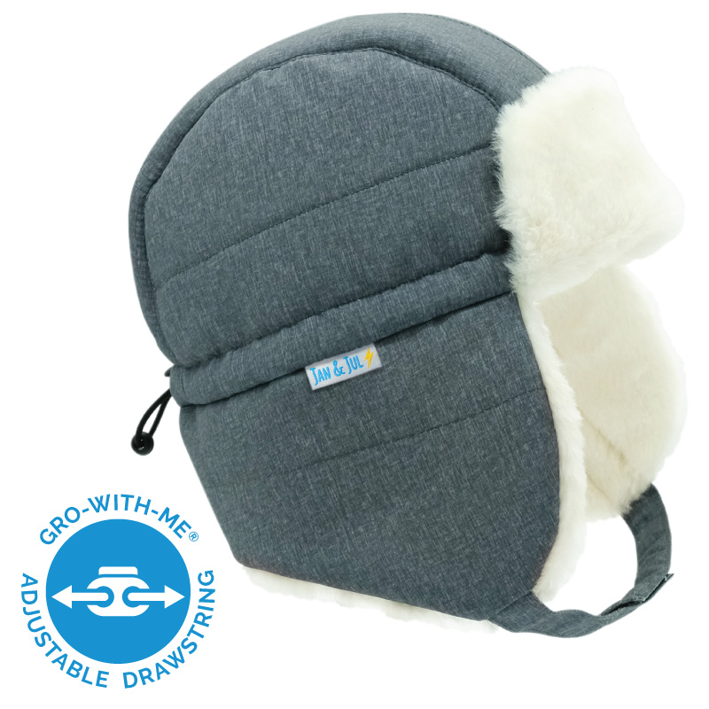 Kids Insulated Winter Hats | Heather Grey Ushanka Style | Jan & Jul