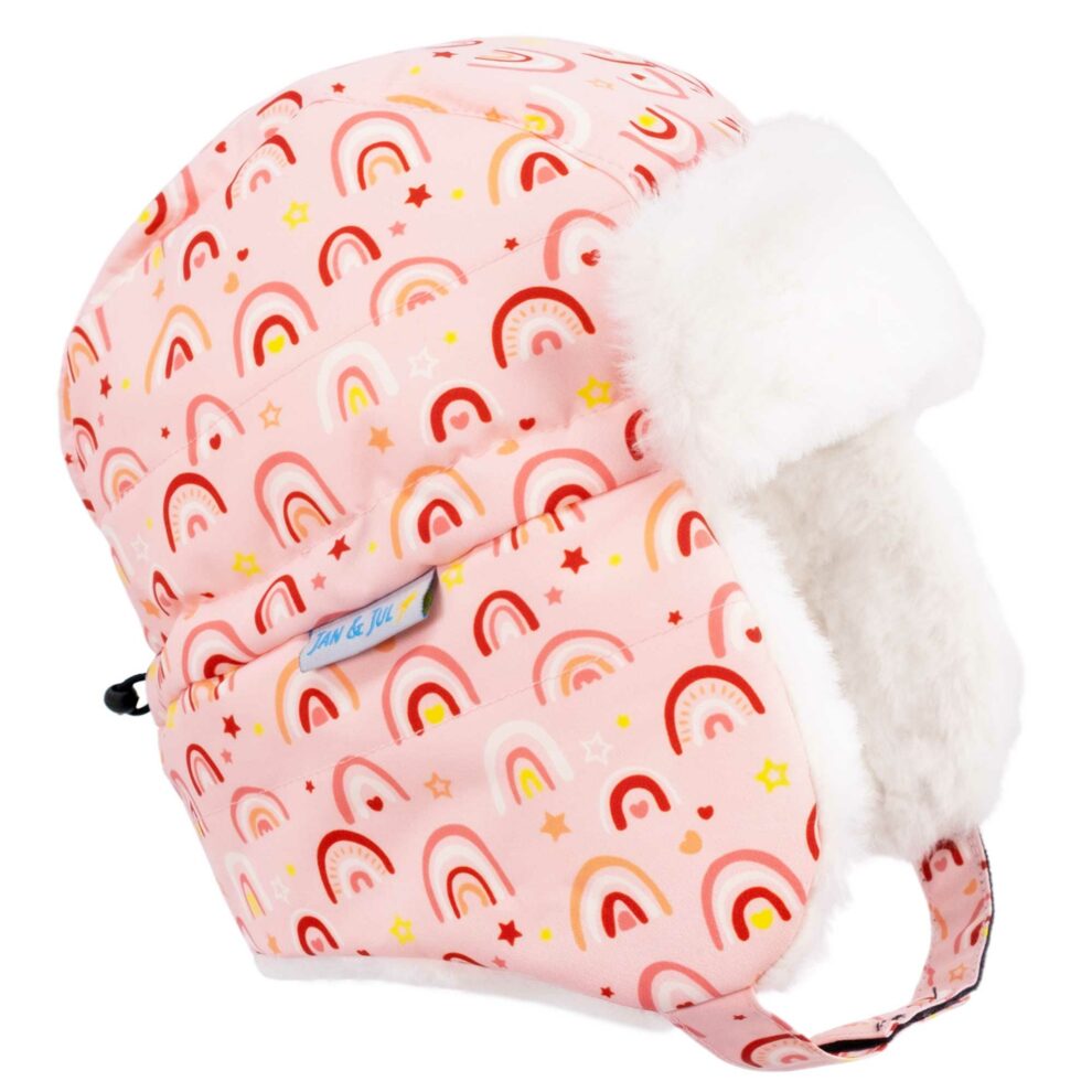 Kids Insulated Winter Hats | Pink Rainbow Ushanka Style | Jan & Jul