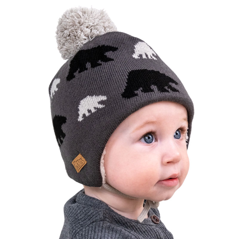 Kids Knit Winter Earflap Hats | Bear Cub