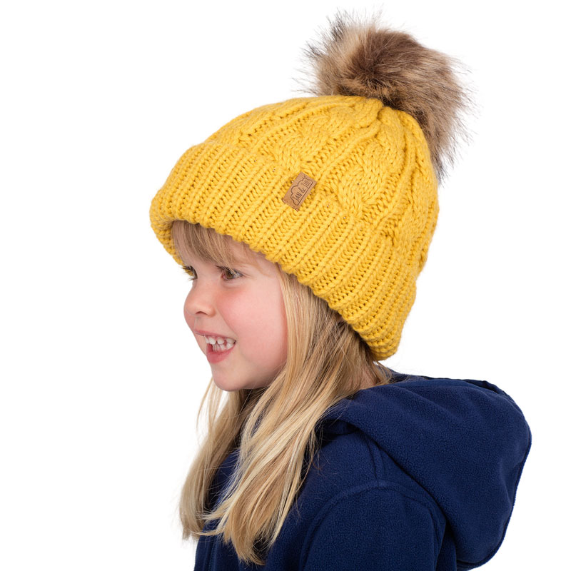 Kids Cable Knit Beanies | Mustard
