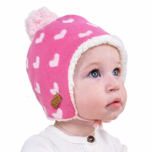 Kids Knit Winter Earflap Hats | Hearts