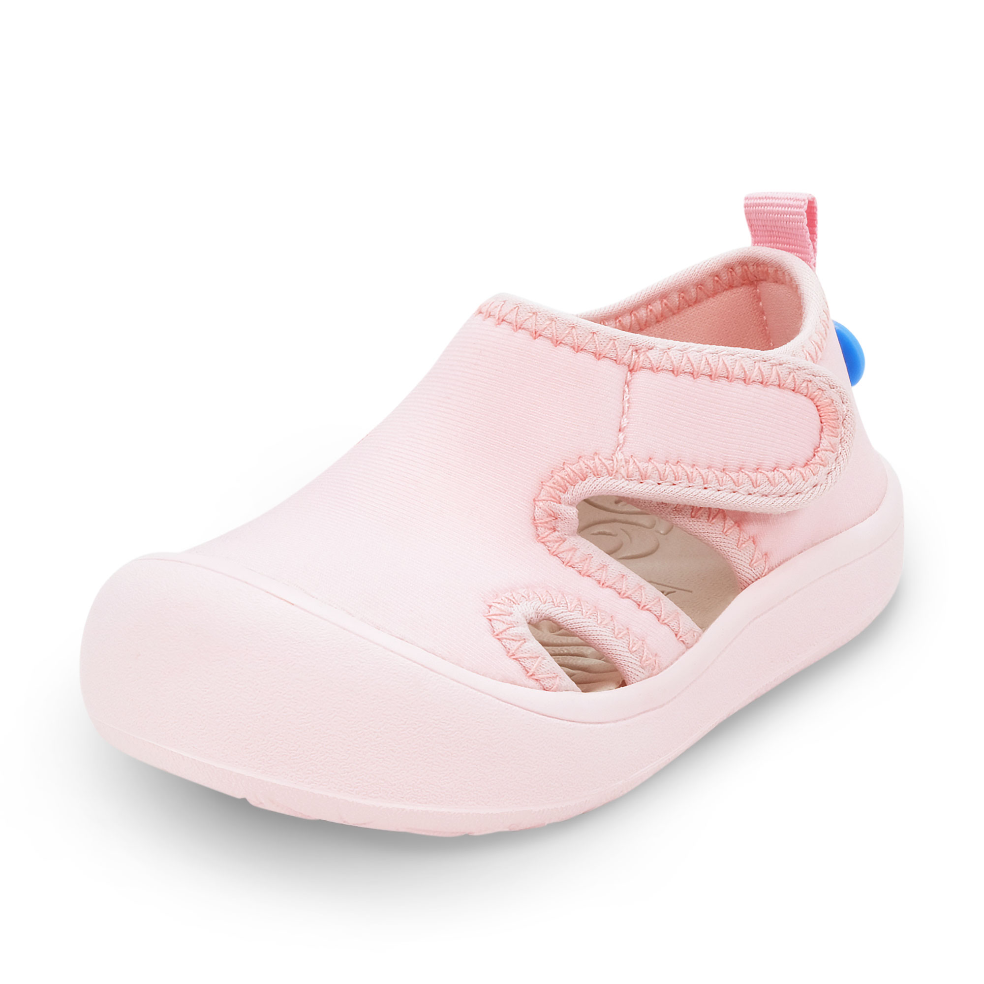 Jan & Jul Kids SunnyBreeze Sandals in Soft Pink and Navy Whale Play, barefoot shoe
