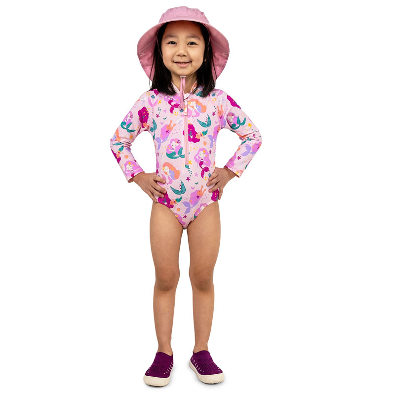 Girls One Piece UV Swimsuit | Pink Mermaid