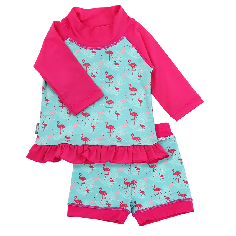 Kids UV Rashguard Set | Flamingo Two Piece Swimsuit | Jan & Jul