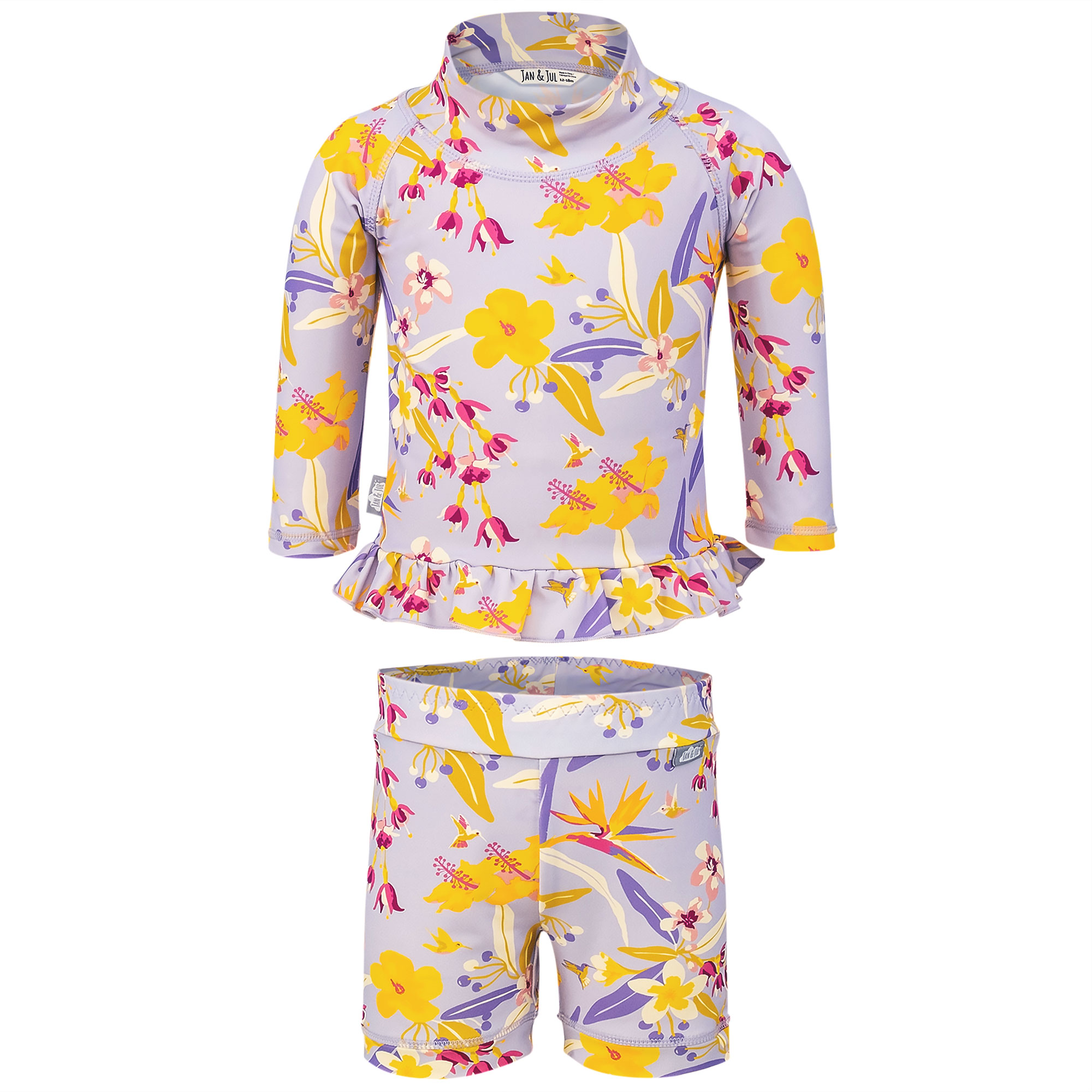 Kids UV Rashguard Set, Tropical Bloom Two Piece Swimsuit
