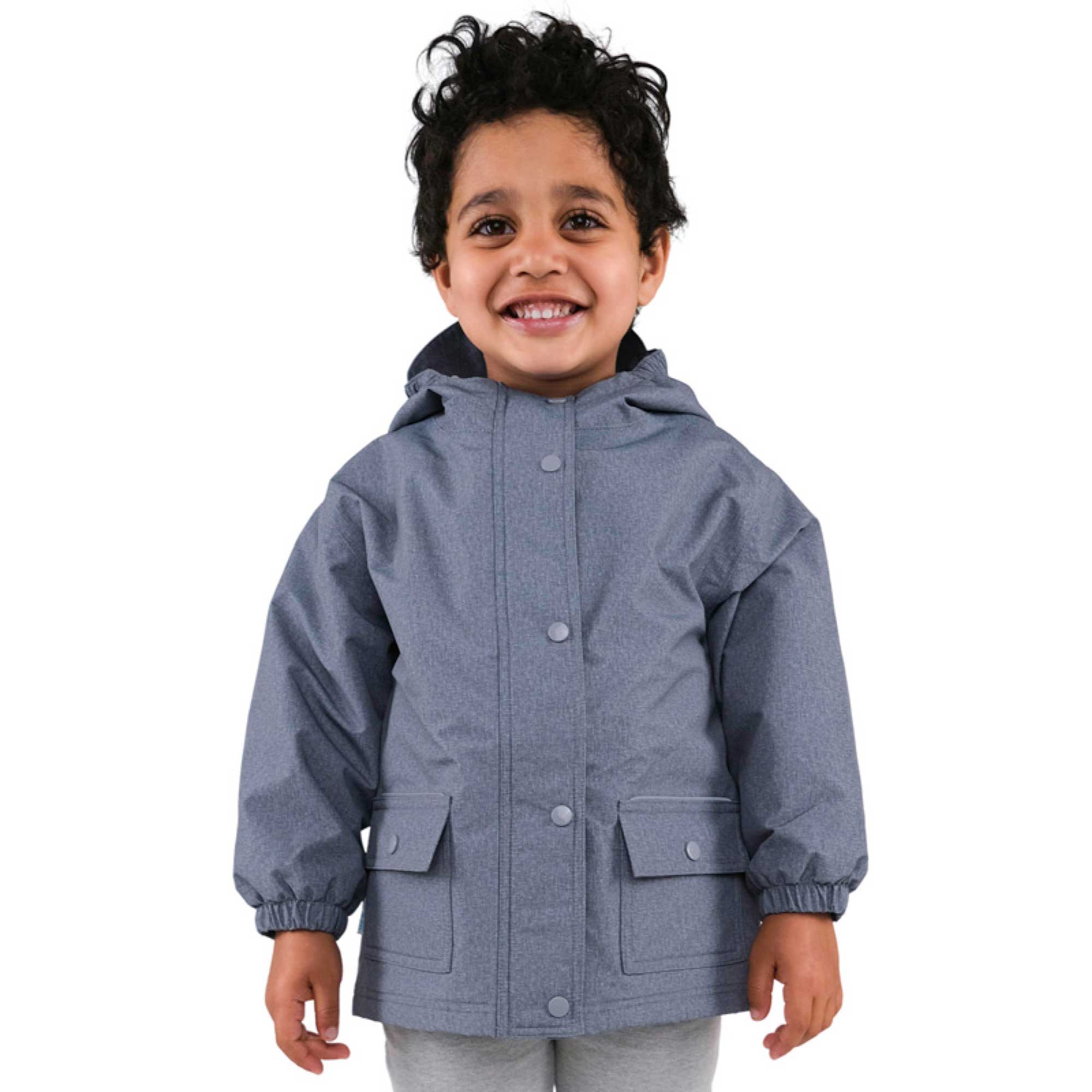Boy's organic cotton fleece-lined waterproof jacket
