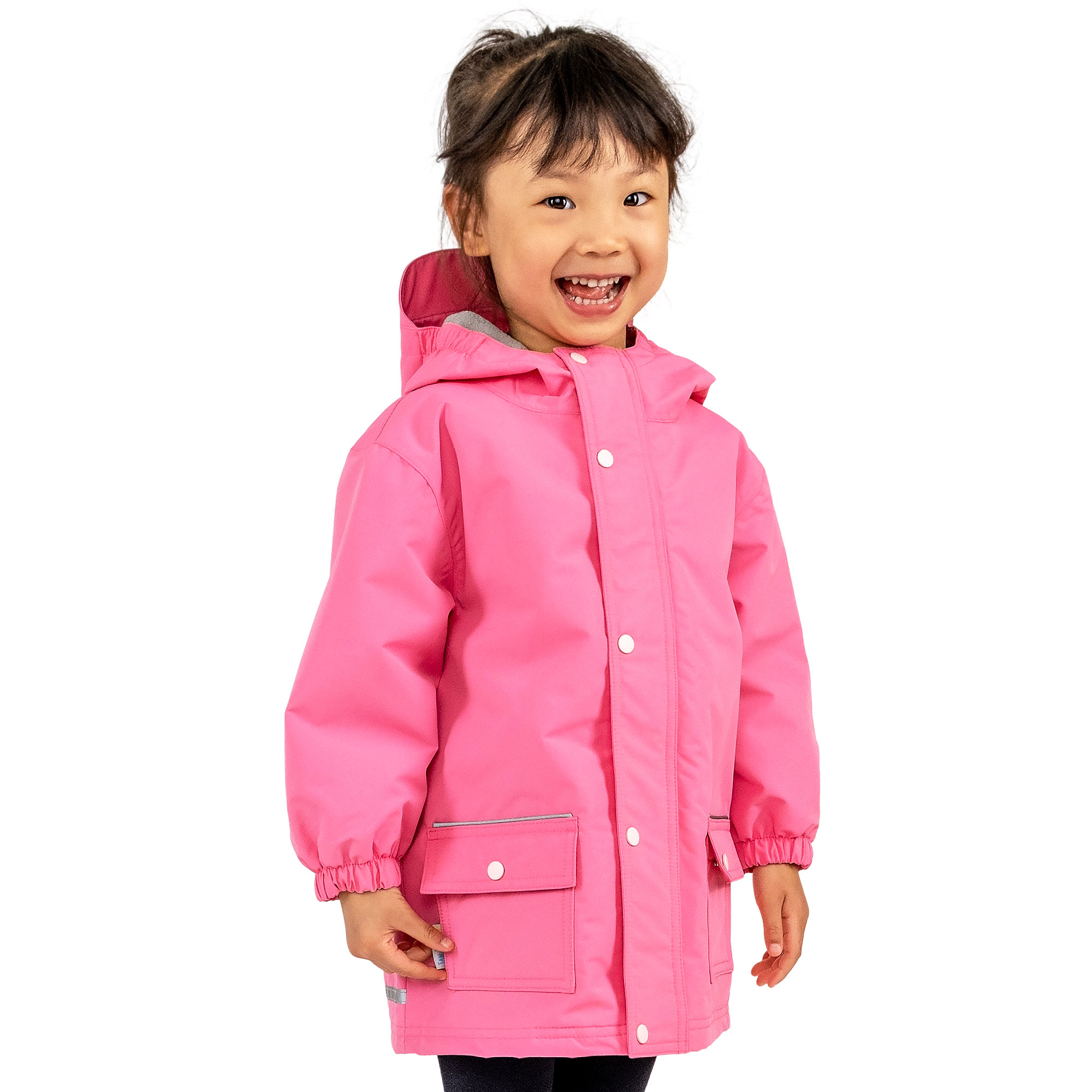 Kids Fleece Lined Rain Jackets | Watermelon Pink Waterproof | Jan & Jul