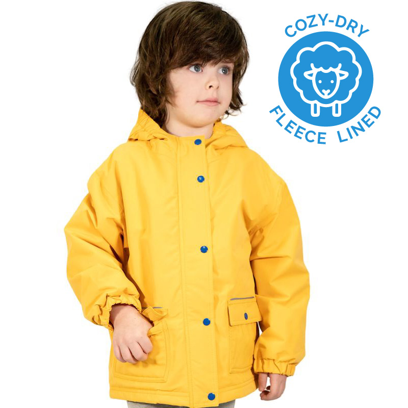 Kids Fleece Lined Rain Jackets | Yellow